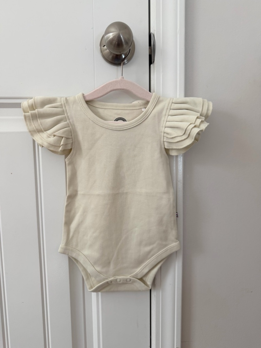 Cream Ruffle Sleeve Baby One-Piece Bodysuit